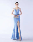Aurora Spaghetti Slit Gown