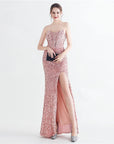 Corset Bodice Off Shoulder Sequin Gown