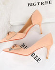 Bowknot Side Hollow Kitten Heels