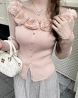 Loraine 3D Rose Knit Top