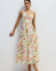 Multicolor Lace Embroidery Maxi Dress