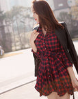 Red Chequered Short Dress