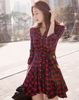 Red Chequered Short Dress