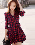 Red Chequered Short Dress