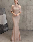 Sequin Cold Shoulder Maxi Gown