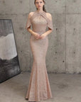 Sequin Cold Shoulder Maxi Gown