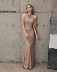 Sequin Cold Shoulder Maxi Gown
