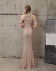 Sequin Cold Shoulder Maxi Gown