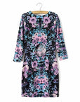Purple Printed Back Cut Out Short Dress