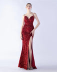 Aurora Spaghetti Slit Gown