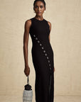 Sandro Black Sleveless knit dress with button details with Slip dress for lining