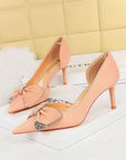 Bowknot Side Hollow Kitten Heels