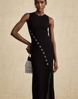 Sandro Black Sleeveless knit dress with button details with Slip dress for lining