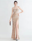 Corset Bodice Off Shoulder Sequin Gown
