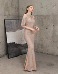 Sequin Cold Shoulder Maxi Gown