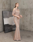 Sequin Cold Shoulder Maxi Gown