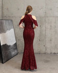 Sequin Cold Shoulder Maxi Gown