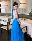 Blue Halter Maxi Dress