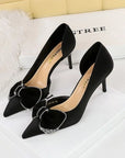 Bowknot Side Hollow Kitten Heels
