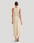 VERV Sandro Beige sleeveless knit maxi dress with buttons
