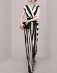 Monochrome Striped Jumpsuit