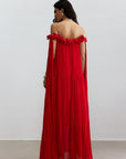 Chiffon sexy long dress rose stereoscopic maxi dress