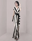 Monochrome Striped Jumpsuit