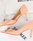 Bowknot Side Hollow Kitten Heels