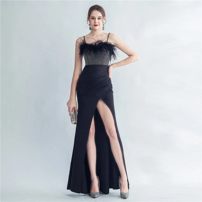 bedazzled cocktail dresses New Luxury Sparkly Crystal Rhinestone Pearl Celebrities Gown Brown Dress Woman Strap Evening Party
