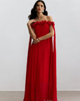 Chiffon sexy long dress rose stereoscopic maxi dress