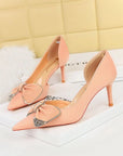 Bowknot Side Hollow Kitten Heels
