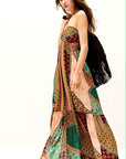 VERV Multicolor Boho Halter Maxi Dress