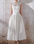 Famella Pleated Lace Slim Dress