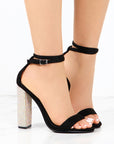 Amara Rhinestone Studded Block Heels