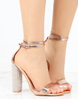 Amara Rhinestone Studded Block Heels