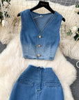 Denim Skirt Co-ord Set