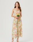 Multicolor Lace Embroidery Maxi Dress