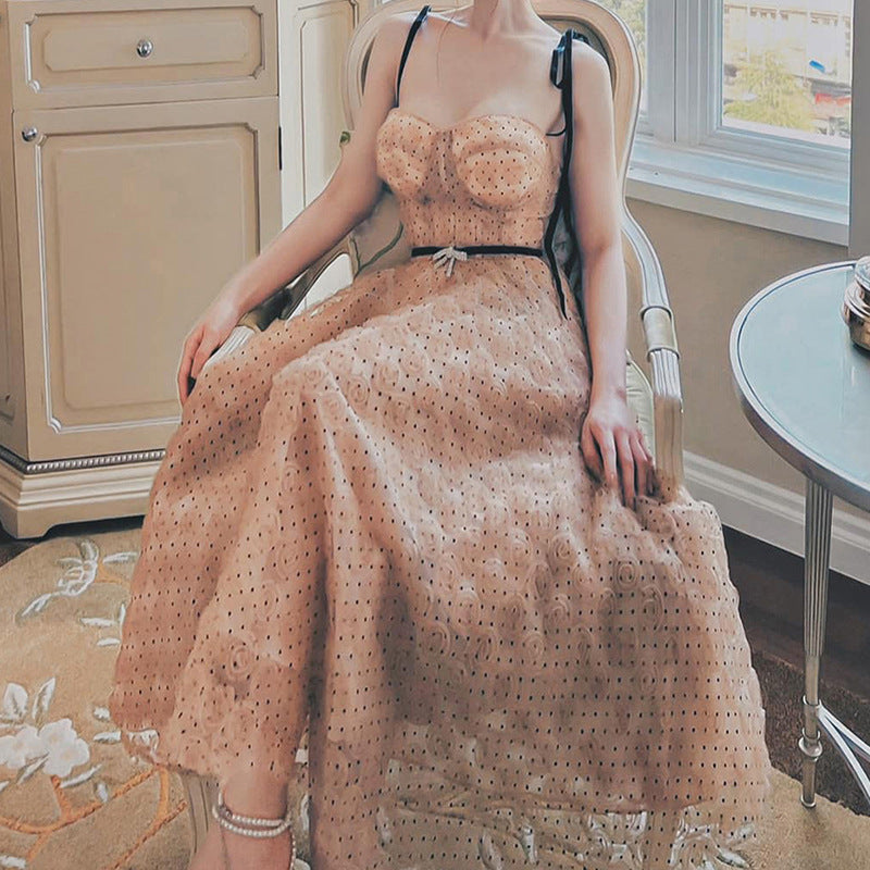 Daphne Self Design Rose Mesh Dress – VÈRV LABEL®