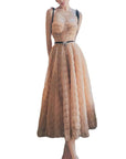Beige Polka Dots High Waist Dress