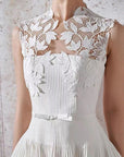 Famella Pleated Lace Slim Dress