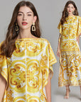 Selah Printed Retro Style Kaftan Dress