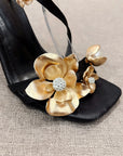 Magnolia Rose Foil Sandals