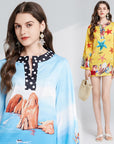 Zuri Retro Style Printed Short Dress