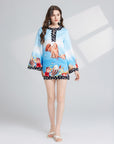 Zuri Retro Style Printed Short Dress