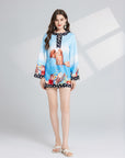 Zuri Retro Style Printed Short Dress