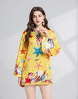 Zuri Retro Style Printed Short Dress