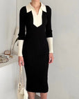 Monochrome Knit Midi Dress