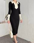 Monochrome Knit Midi Dress
