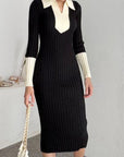Monochrome Knit Midi Dress