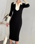 Monochrome Knit Midi Dress